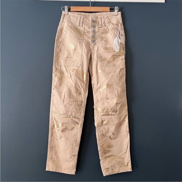 Anthropologie The Wanderer Gold Paint Brush Utility Pant Size 26 - Picture 12 of 12